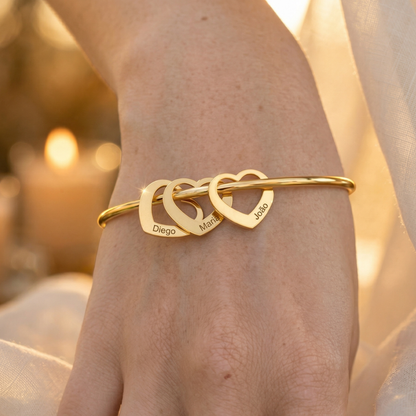 Bracelet « Cœur de Maman » – Vos Amours Toujours avec Vous (Jusqu'à 8 Prénoms)