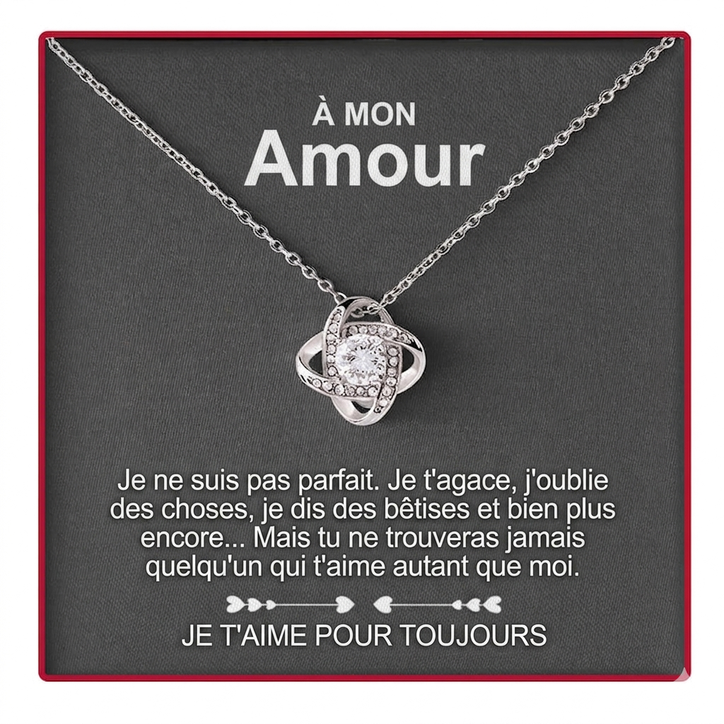 COLLIER EN ARGENT 925 AVEC ROSE ET CARTE - POUR MON AMOUR
