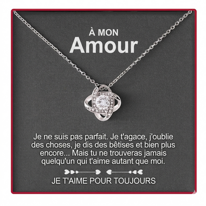 COLLIER EN ARGENT 925 AVEC ROSE ET CARTE - POUR MON AMOUR