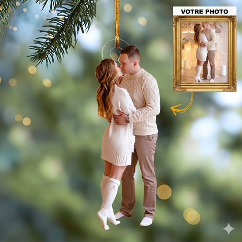 Décoration de Couple - Ornement en Acrylique avec Photo Personnalisée - 2 Achetés = 1 Offert + Livraison Gratuite