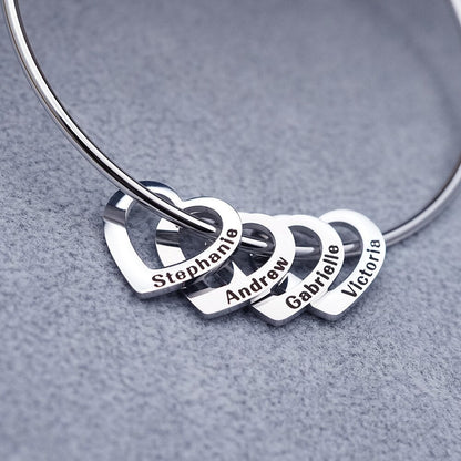 Bracelet « Cœur de Maman » – Vos Amours Toujours avec Vous (Jusqu'à 8 Prénoms)