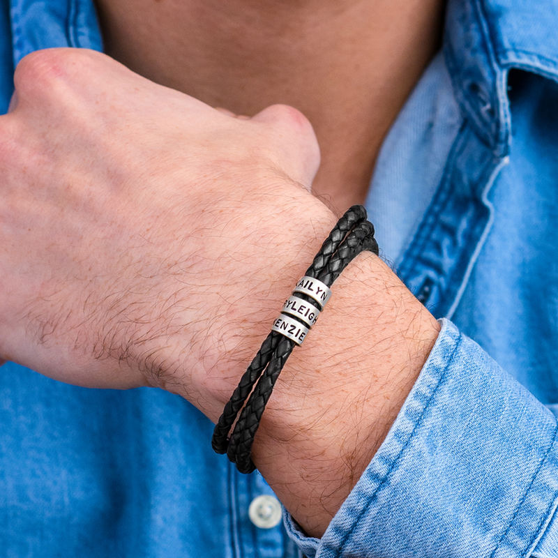 BRACELET EN CUIR AVEC PRÉNOMS™ PERSONNALISÉ - CADEAU SPÉCIAL POUR LES PAPAS