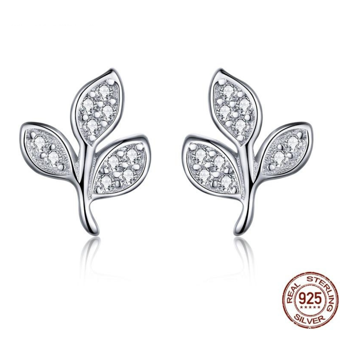 Pendientes Hojas - Plata 925 - Circonitas Cúbicas