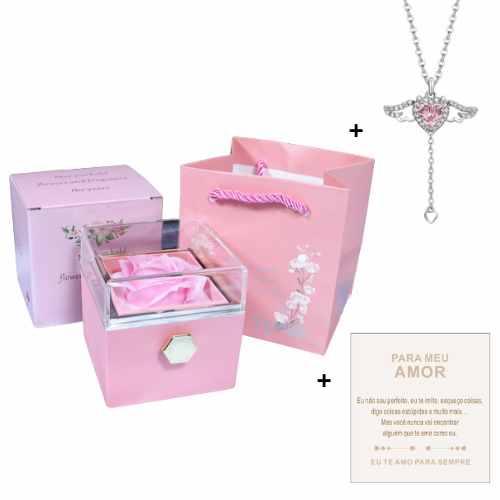 Collier Ailes d'Ange + Boîte à Rose - POUR MON AMOUR