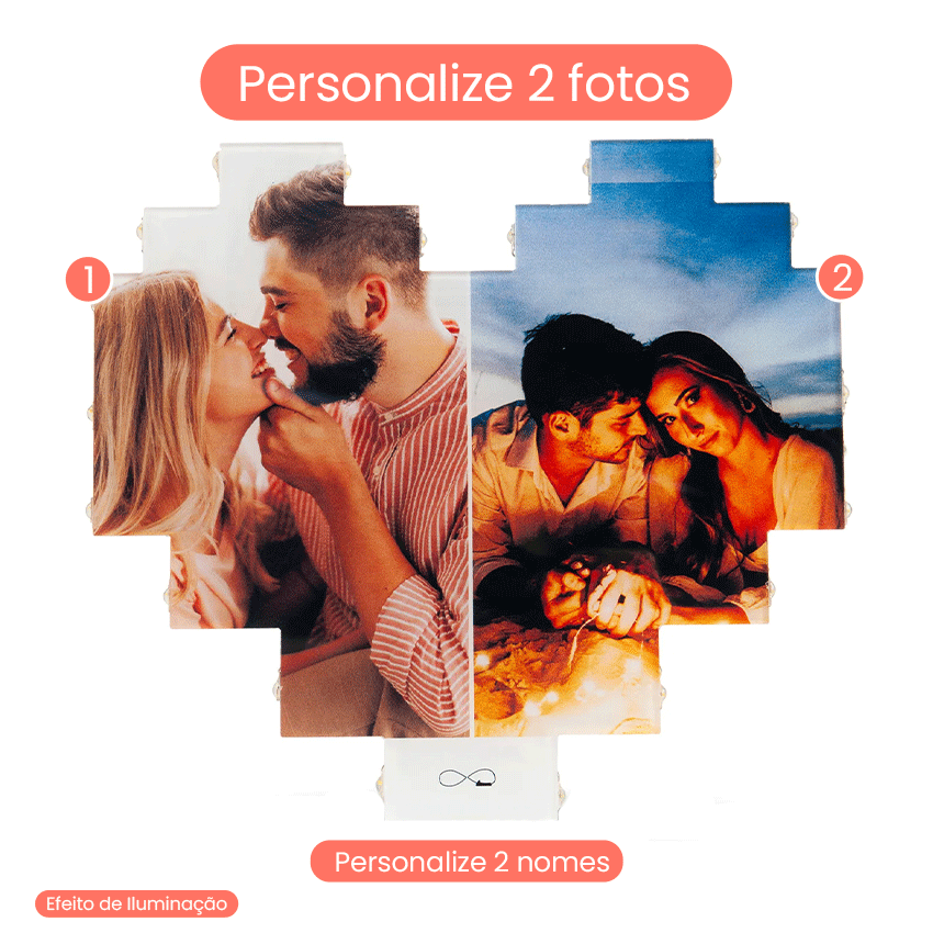 Cadre Cœur avec Photos et Prénoms Personnalisés