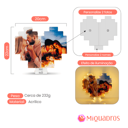 Cadre Cœur avec Photos et Prénoms Personnalisés