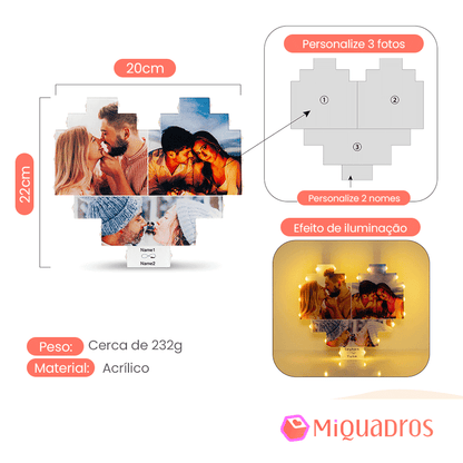 Cadre Cœur avec Photos et Prénoms Personnalisés
