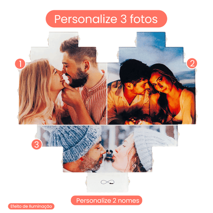Cadre Cœur avec Photos et Prénoms Personnalisés
