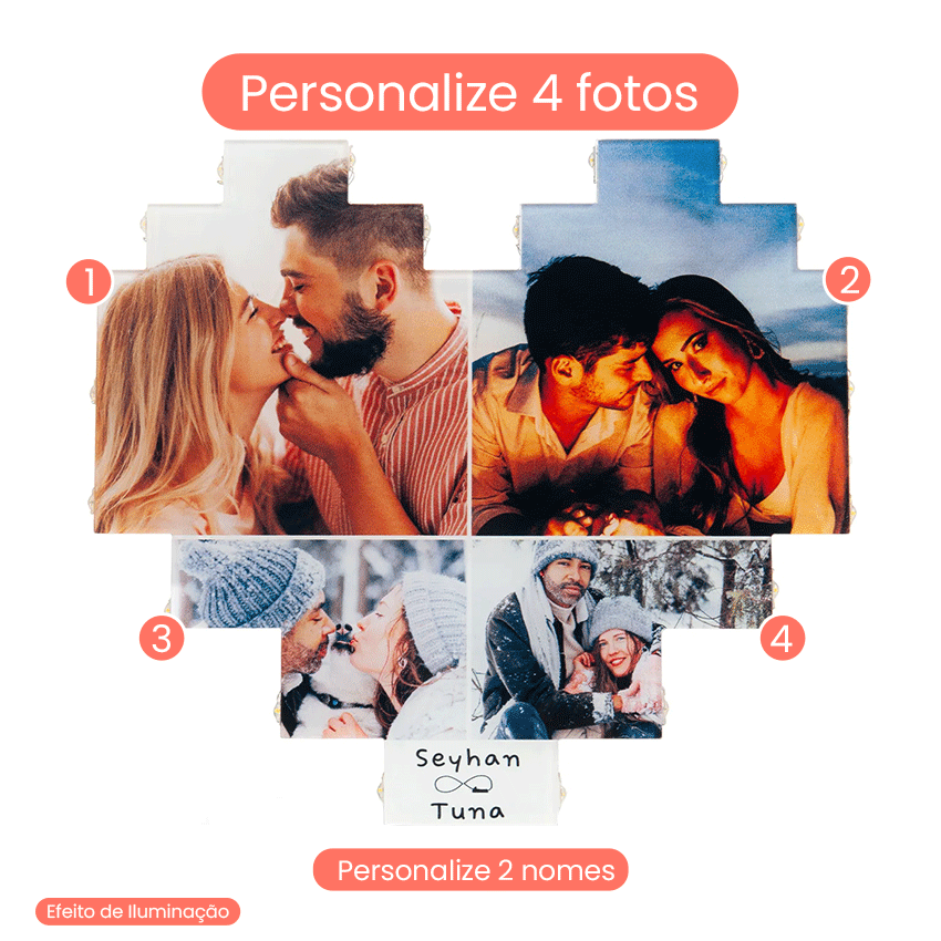 Cadre Cœur avec Photos et Prénoms Personnalisés
