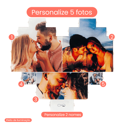 Cadre Cœur avec Photos et Prénoms Personnalisés