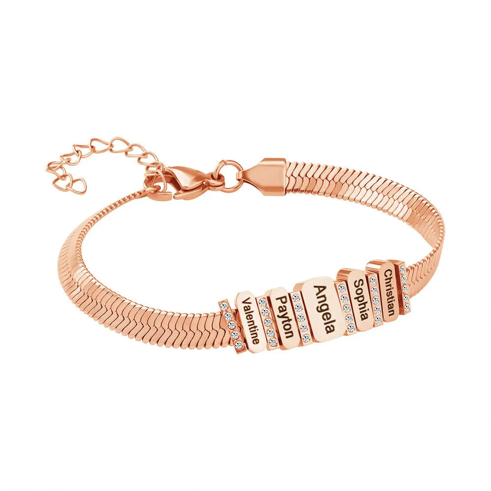 Bracelet « Fontaine d'amour » – La force de la famille à votre poignet (Jusqu'à 8 noms)