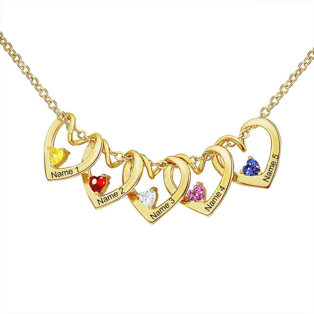 Collier « Cœur de Mère » – Chaque enfant est un joyau précieux (avec pierre de naissance)