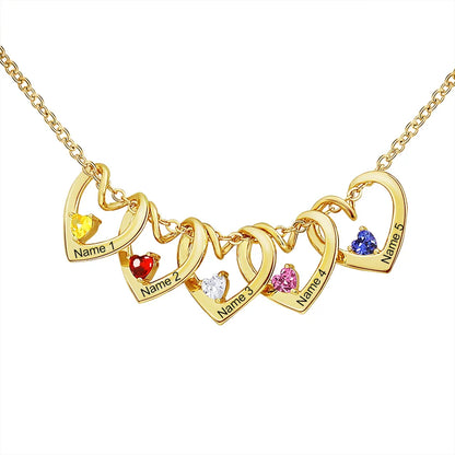 Collier « Cœur de Mère » – Chaque enfant est un joyau précieux (avec pierre de naissance)