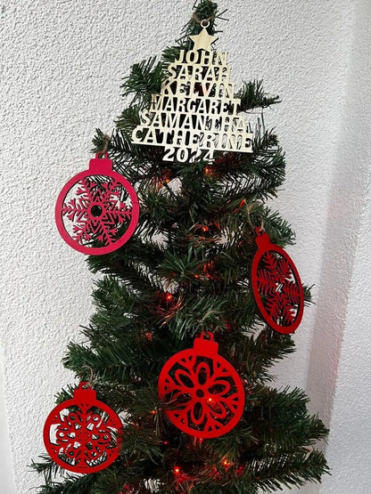 Árbol de Navidad Familiar - Adorno Familiar Personalizado - Forma Personalizada de Madera - Regalo de Navidad