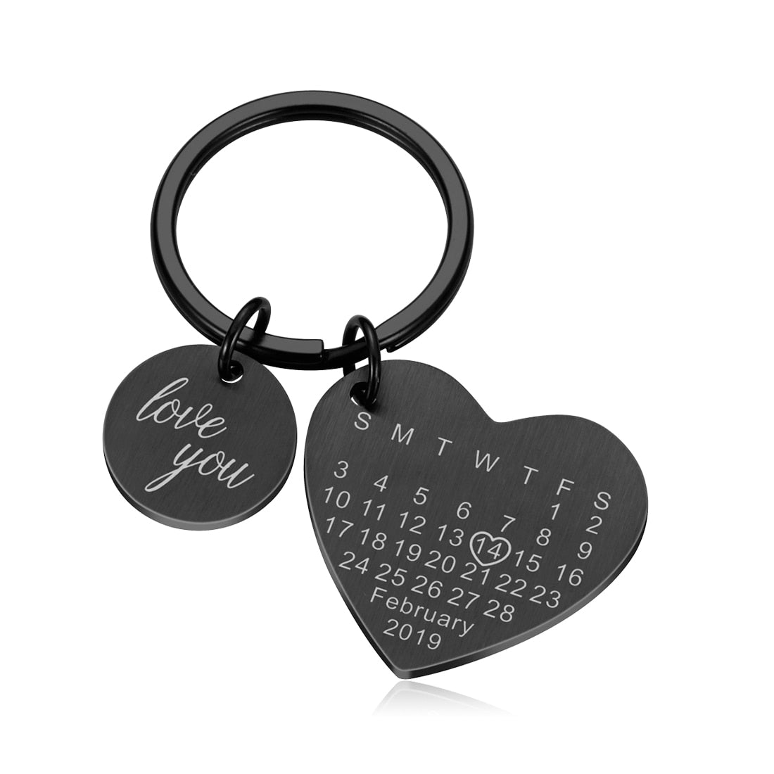 Porte-clés Calendrier JOUR/MOIS/ANNÉE + GRAVURE (jusqu'à 10 lettres)