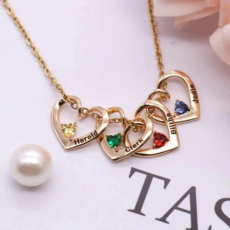 Collier « Cœur de Mère » – Chaque enfant est un joyau précieux (avec pierre de naissance)