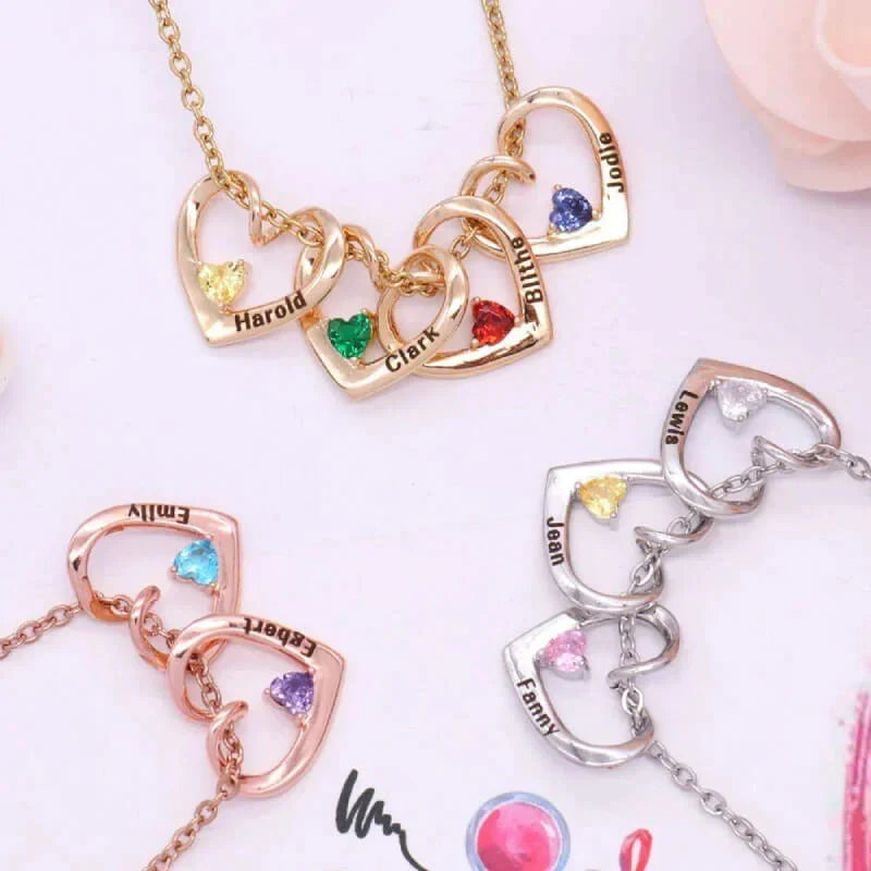 Collier « Cœur de Mère » – Chaque enfant est un joyau précieux (avec pierre de naissance)