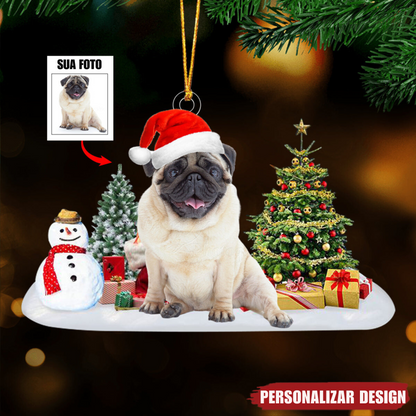 Adorno acrílico de Navidad con foto personalizada de tu mascota