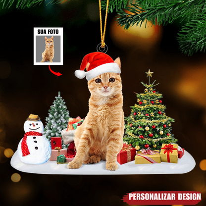 Adorno acrílico de Navidad con foto personalizada de tu mascota