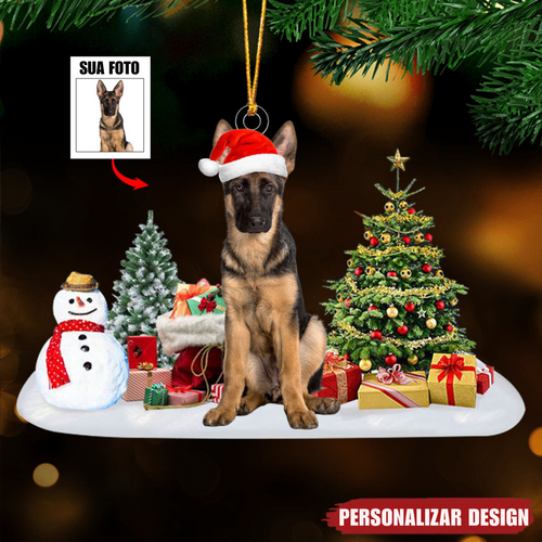 Adorno acrílico de Navidad con foto personalizada de tu mascota