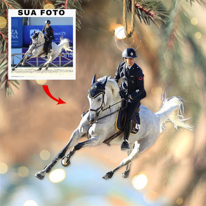Ornement en Acrylique Cheval de Selle avec Photo Personnalisée - 2 Achetés = 1 Offert + Livraison Gratuite