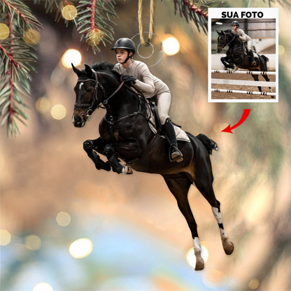 Ornement en Acrylique Cheval de Selle avec Photo Personnalisée - 2 Achetés = 1 Offert + Livraison Gratuite