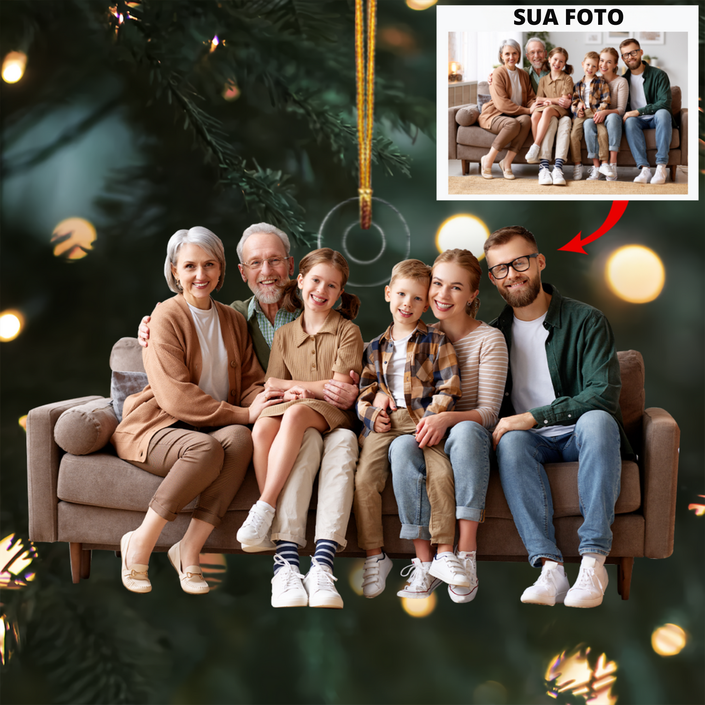 Adorno de foto personalizado familiar - Regalo de Navidad para abuela, abuelo y familiares