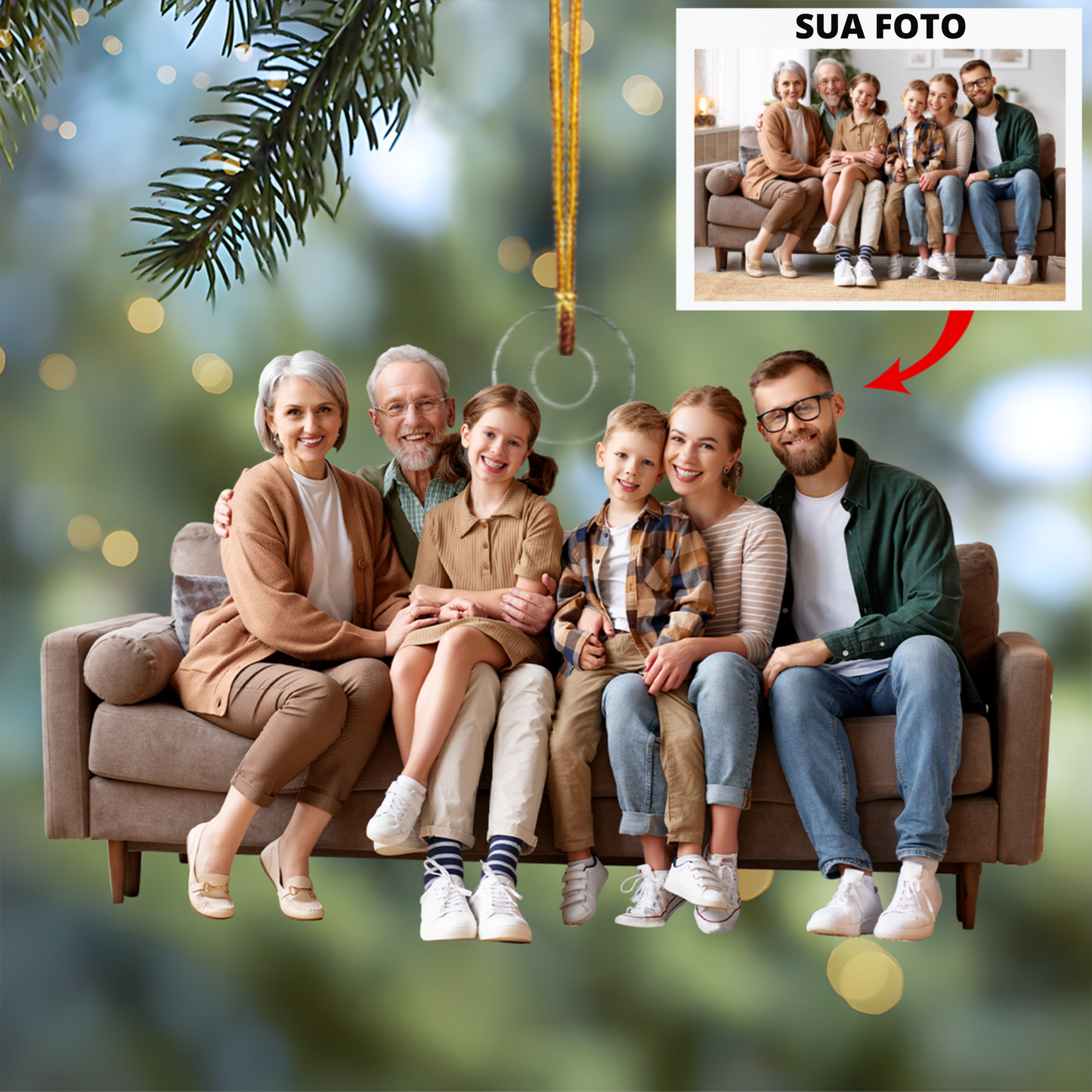Adorno de foto personalizado familiar - Regalo de Navidad para abuela, abuelo y familiares