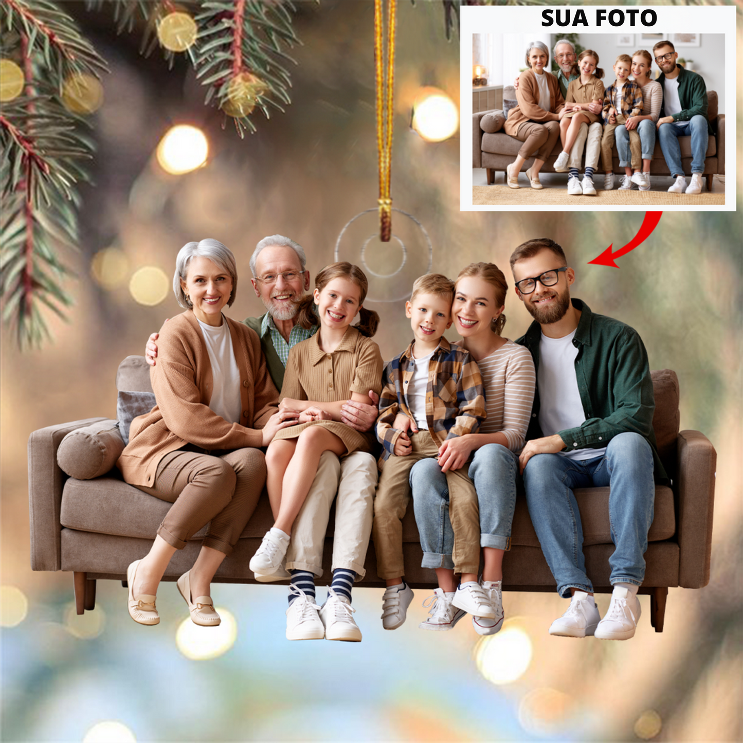 Adorno de foto personalizado familiar - Regalo de Navidad para abuela, abuelo y familiares