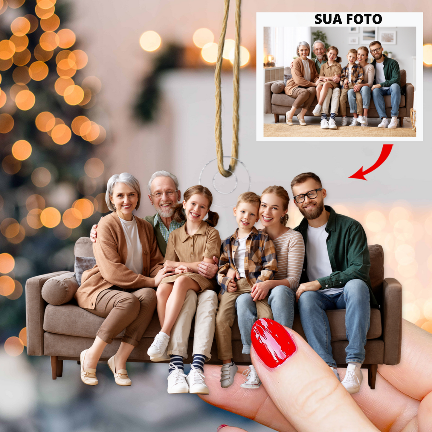 Adorno de foto personalizado familiar - Regalo de Navidad para abuela, abuelo y familiares