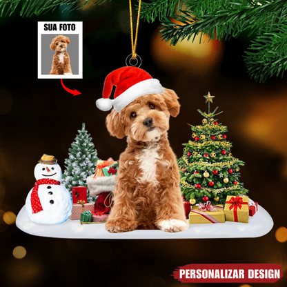 Adorno acrílico de Navidad con foto personalizada de tu mascota