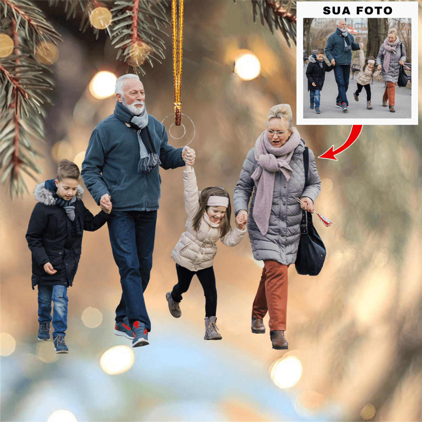 Adorno de Foto Personalizado Familiar - Regalo de Navidad para Miembros de la Familia