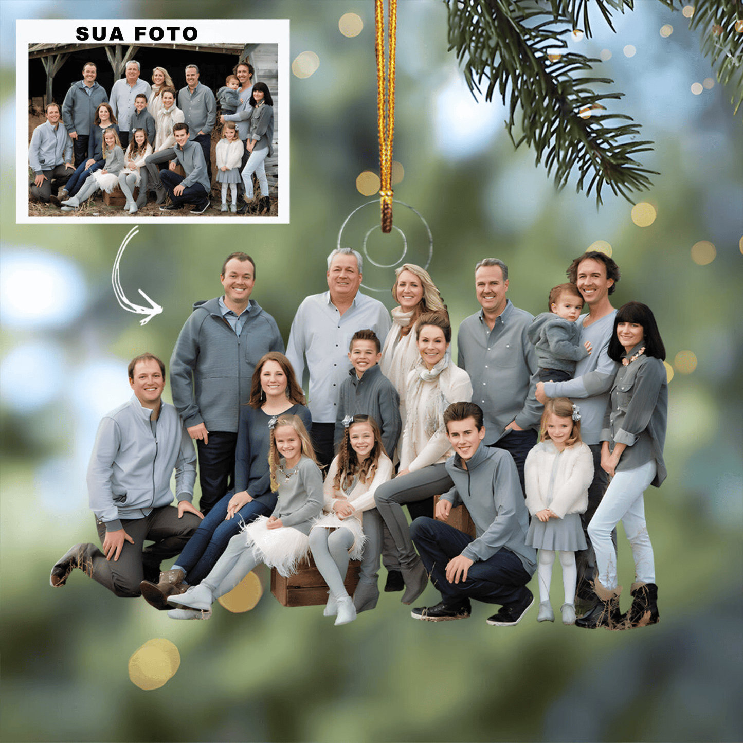 Adorno de Foto Personalizado Familiar - Regalo de Navidad para Miembros de la Familia
