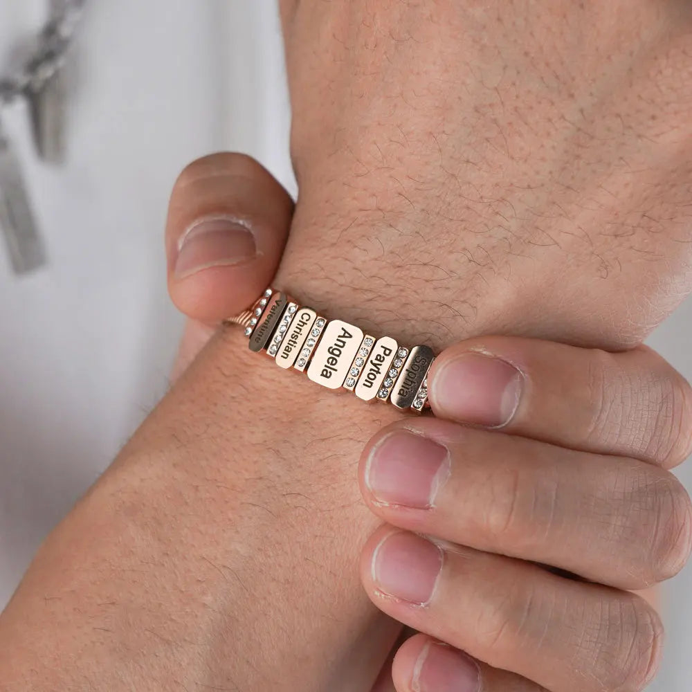 Bracelet « Fontaine d'amour » – La force de la famille à votre poignet (Jusqu'à 8 noms)