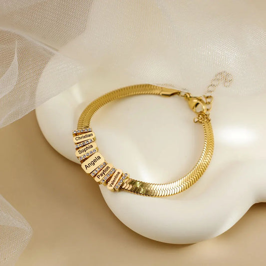 Bracelet « Fontaine d'amour » – La force de la famille à votre poignet (Jusqu'à 8 noms)