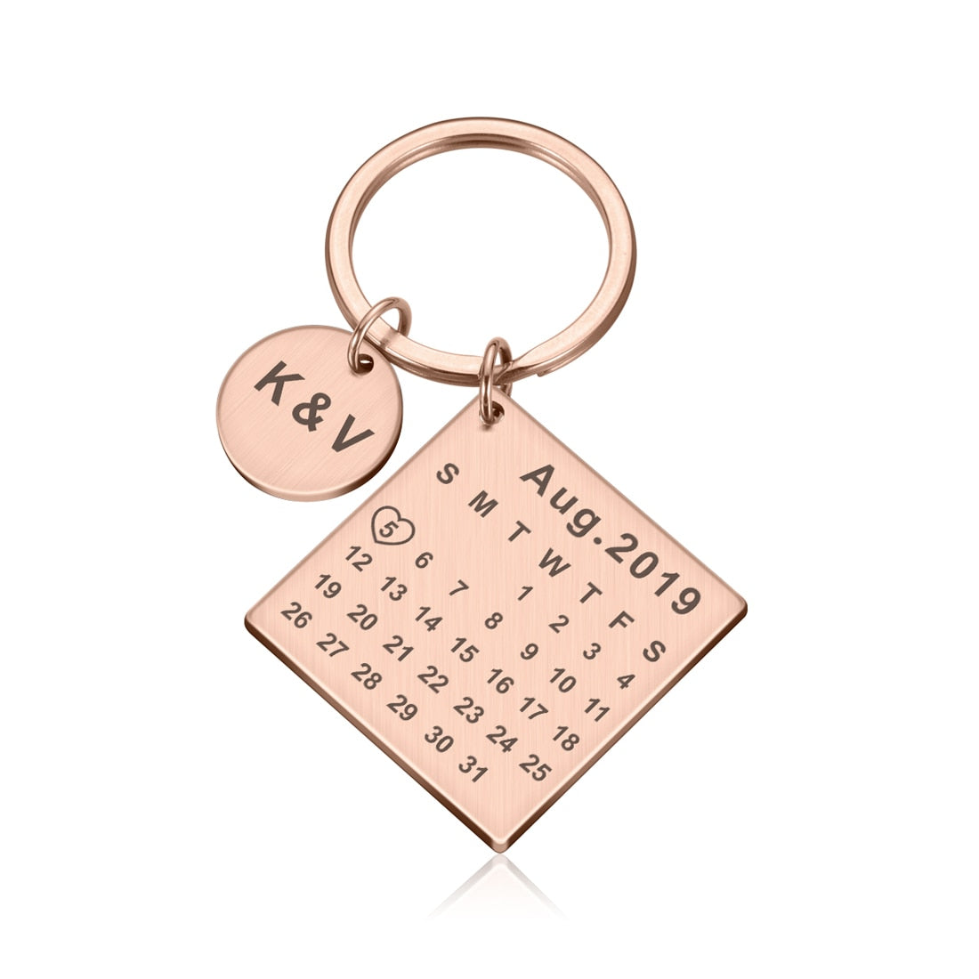Porte-clés Calendrier JOUR/MOIS/ANNÉE + GRAVURE (jusqu'à 10 lettres)
