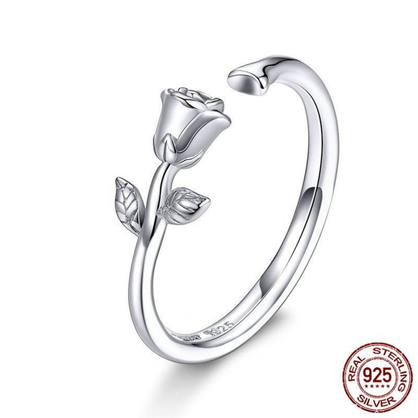 Anillo De Flor 3D Ajustable - Plata 925