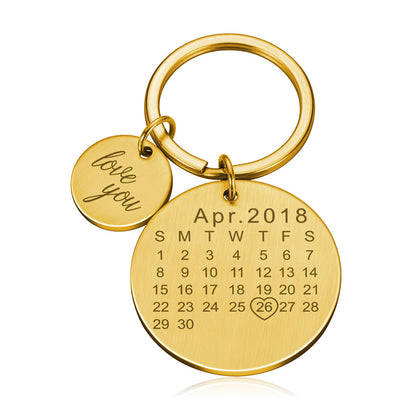 Porte-clés Calendrier JOUR/MOIS/ANNÉE + GRAVURE (jusqu'à 10 lettres)