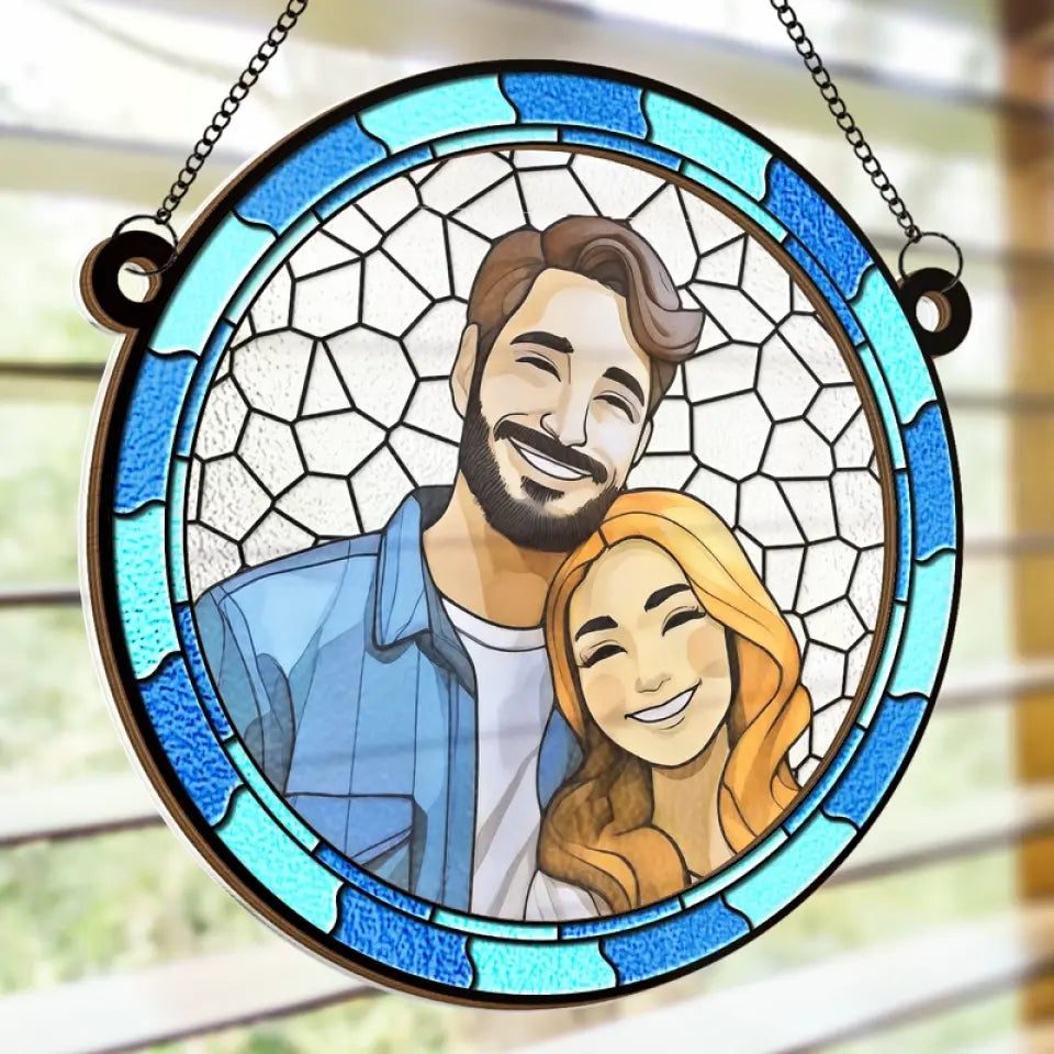 Attrape-soleil Personnalisé « Là où il y a de l'amour, il y a de la vie » - Décoration de Fenêtre Personnalisée - Cadeau d'Anniversaire pour Couple