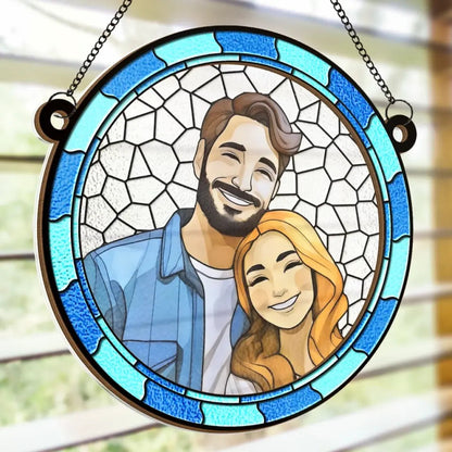 Attrape-soleil Personnalisé « Là où il y a de l'amour, il y a de la vie » - Décoration de Fenêtre Personnalisée - Cadeau d'Anniversaire pour Couple