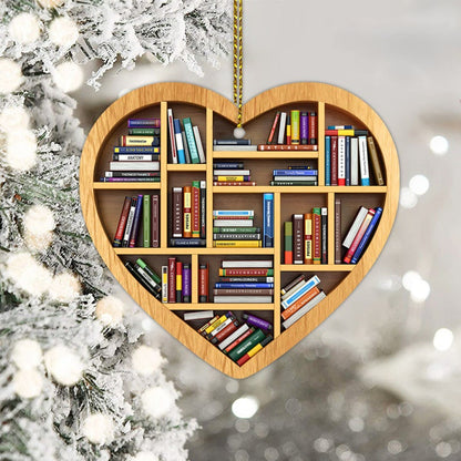 Ornement Cœur pour Amoureux de Livres (2D Plat)