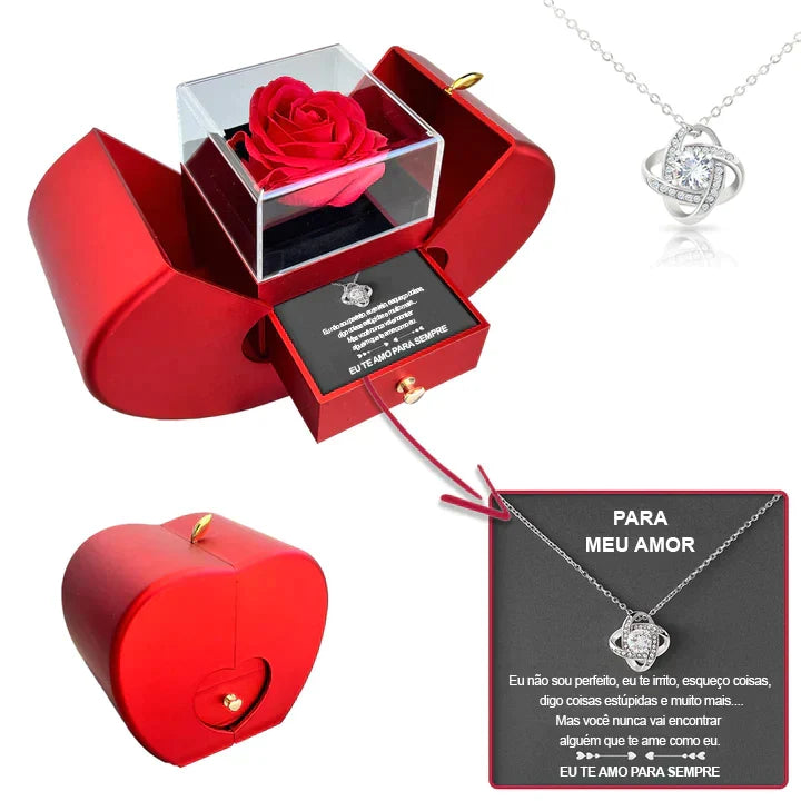 COLLAR DE PLATA 925 CON ROSA Y CARTA - PARA MI AMOR 💝