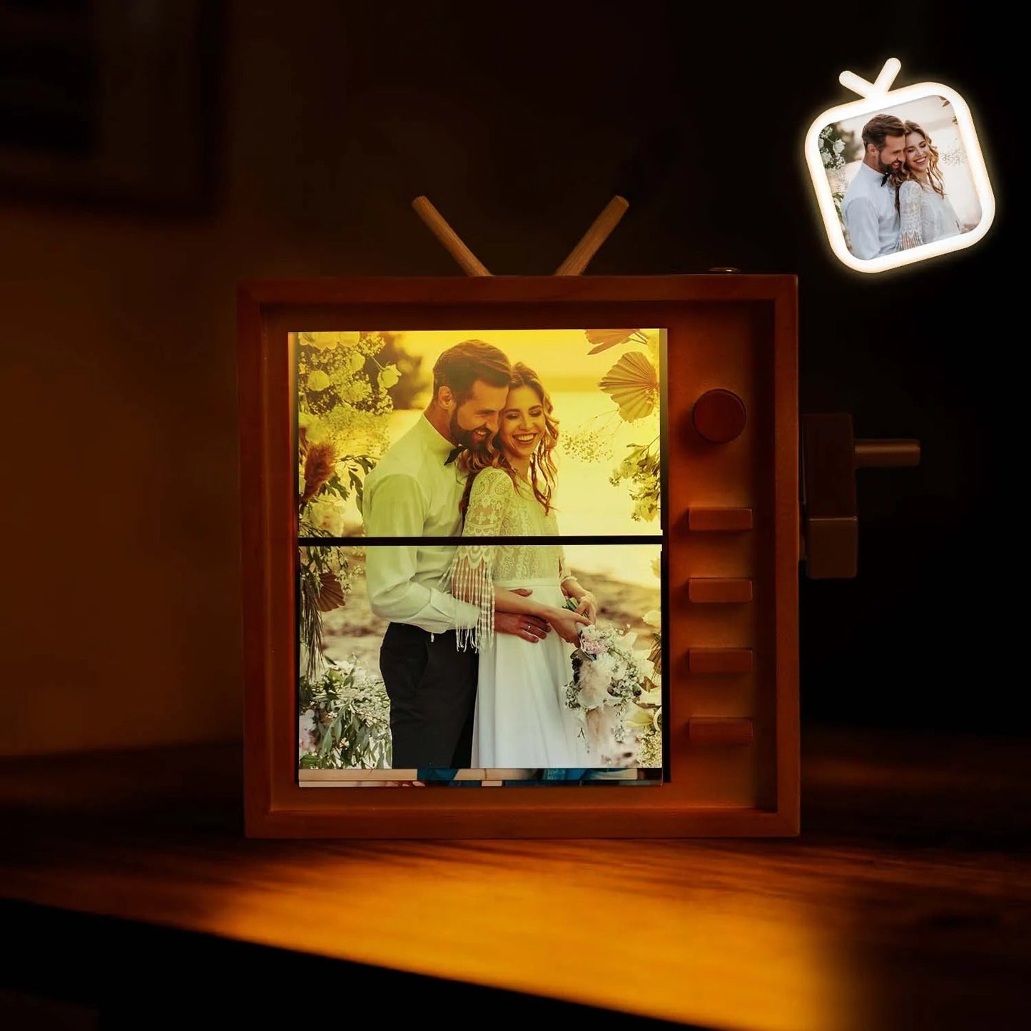 Marco de fotos Flipbook personalizado con luz