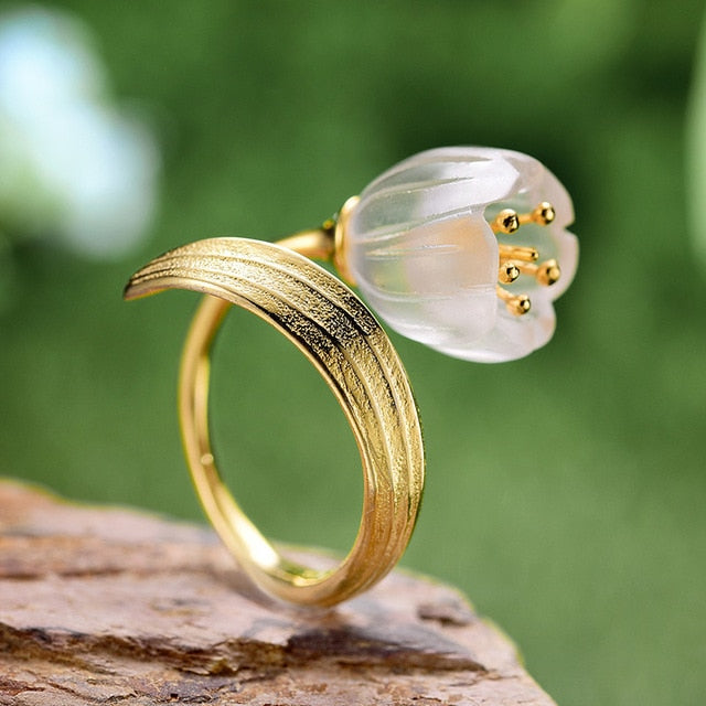 Anillo Flor de Lirios - Plata 925 - Ajustable