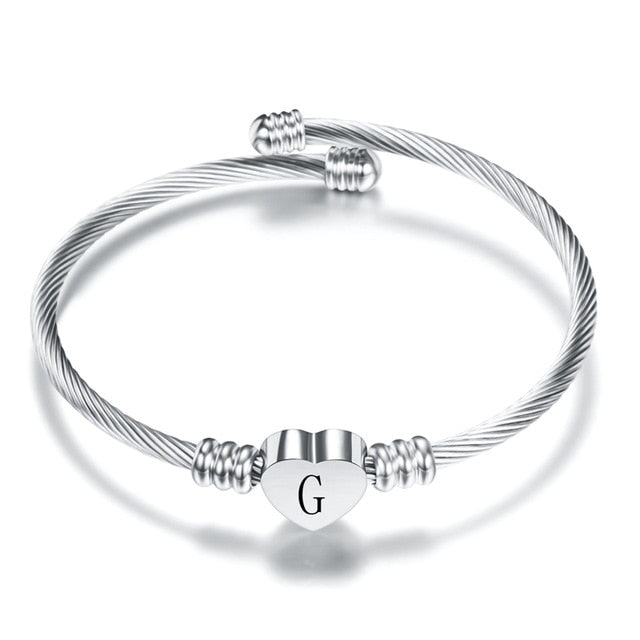 Bracelet Ajustable Lettre A à W - Argent 925