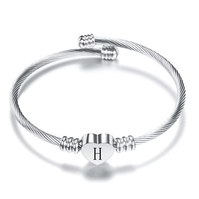 Bracelet Ajustable Lettre A à W - Argent 925