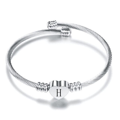 Bracelet Ajustable Lettre A à W - Argent 925