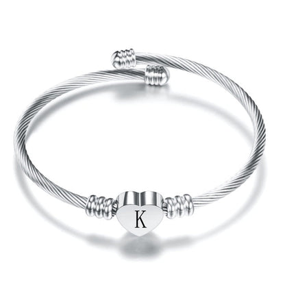 Bracelet Ajustable Lettre A à W - Argent 925