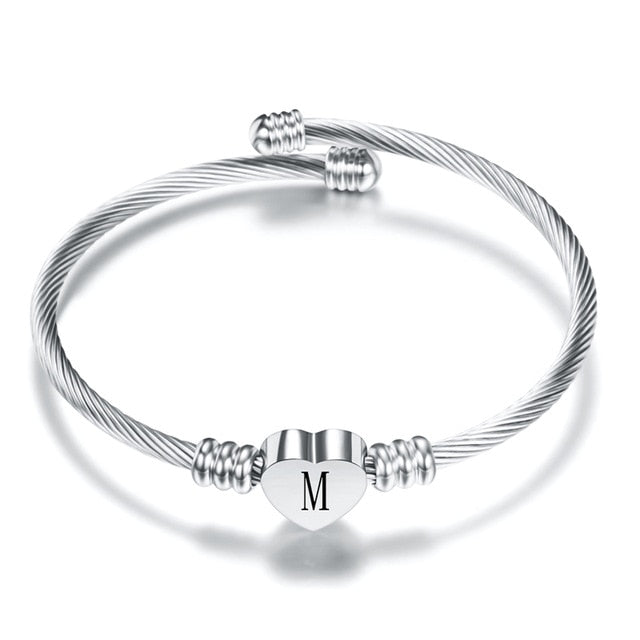 Bracelet Ajustable Lettre A à W - Argent 925