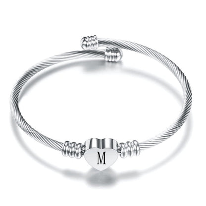 Bracelet Ajustable Lettre A à W - Argent 925